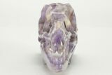 Carved Amethyst Dinosaur Crystal Skull - Ferocious! #227049-2